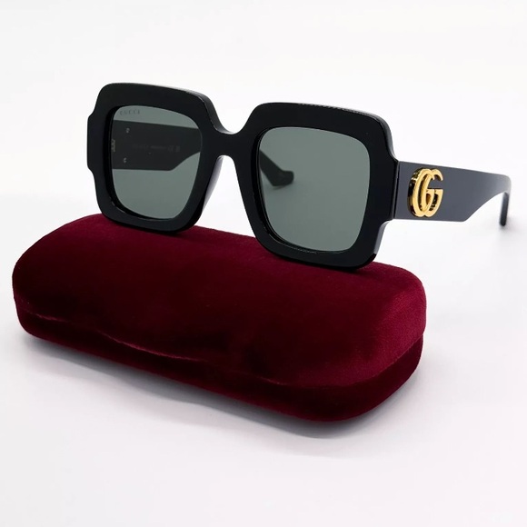 NEW GUCCI GG1547S 001 SQUARE BLACK GREY WOMEN SUNGLASSES GUCCI - Picture 3 of 13
